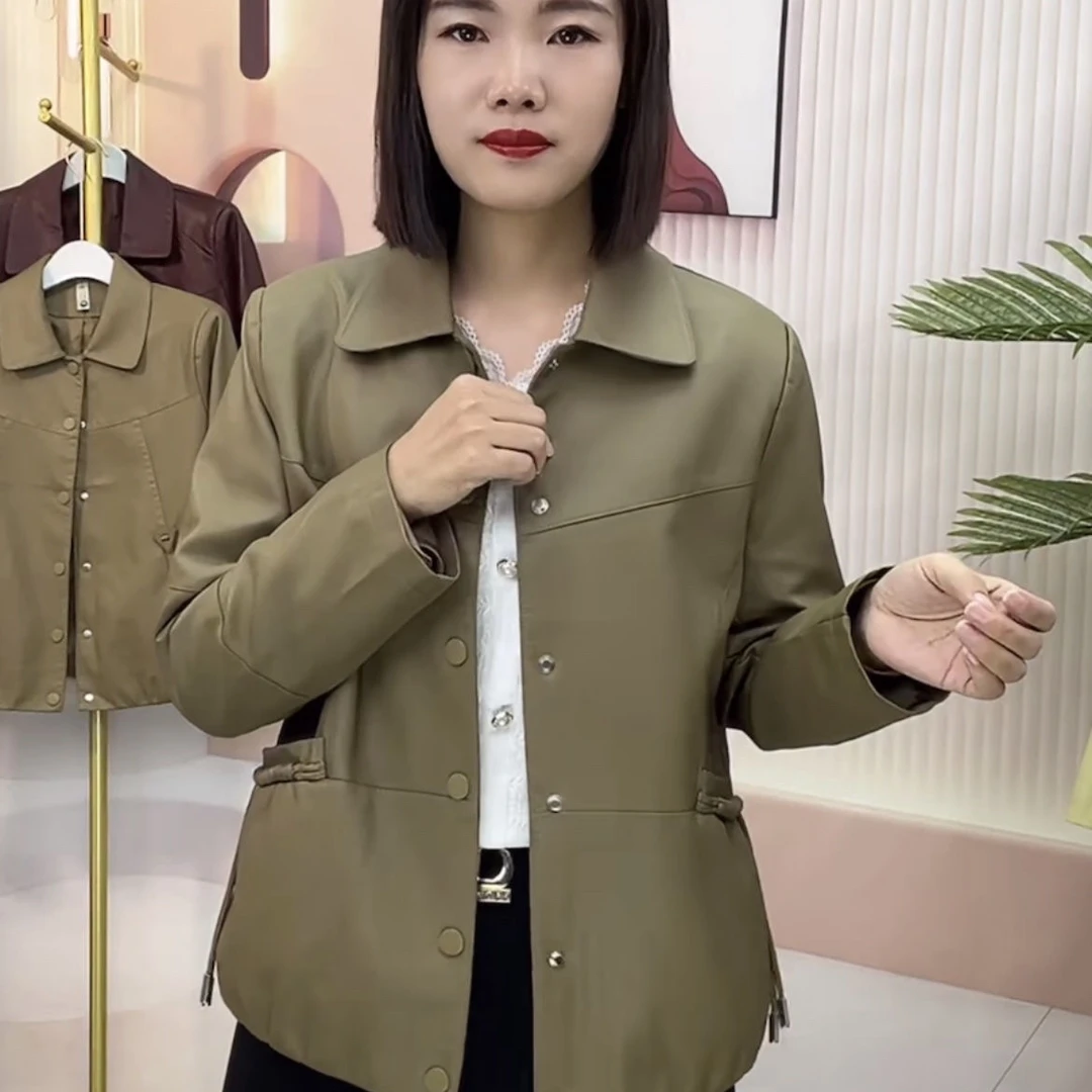 女士短款皮衣外套2025春秋新款女装显瘦洋气时尚休闲皮夹克防水