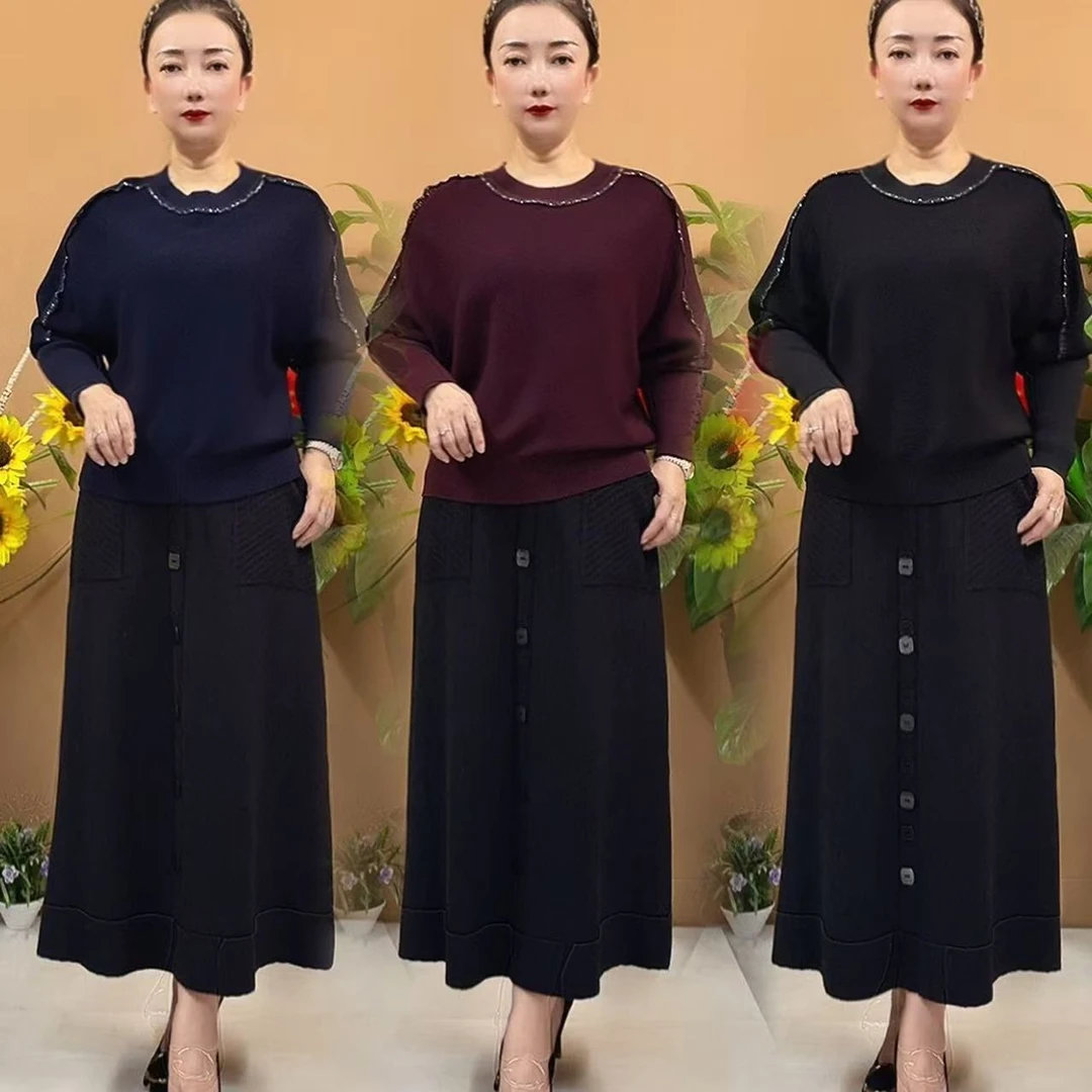 新款时尚高档针织面料百搭优雅妈妈单件打底衫6099