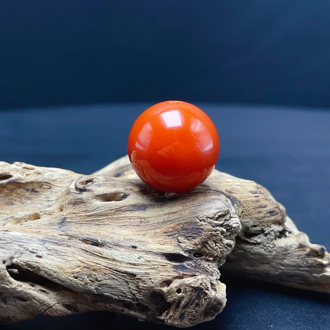 【小杨总珠宝】Y8913天然柿子红圆珠满色满肉 约18mm时尚百搭款