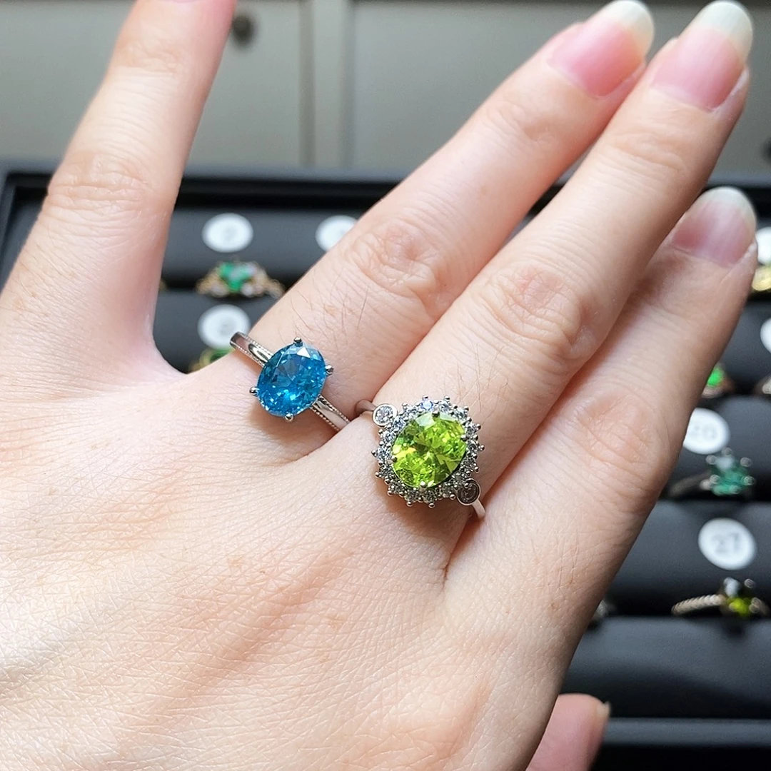 银S925镶嵌戒指碧玺