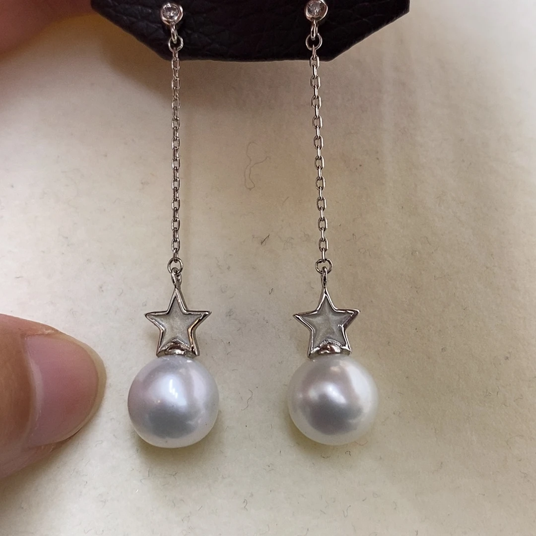 银S925镶嵌耳饰淡水珍珠