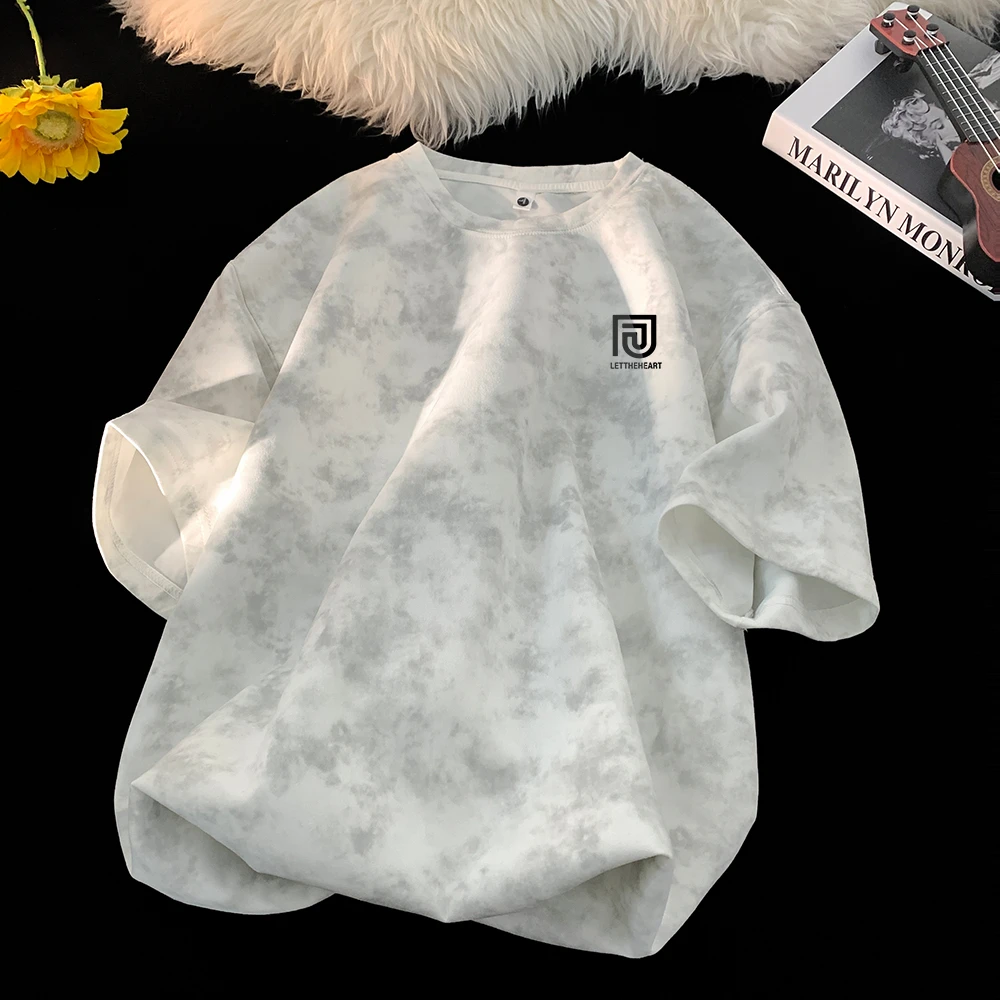 重磅ins扎染脏脏短袖夏季男士男生新款半袖宽松高街五分袖t恤