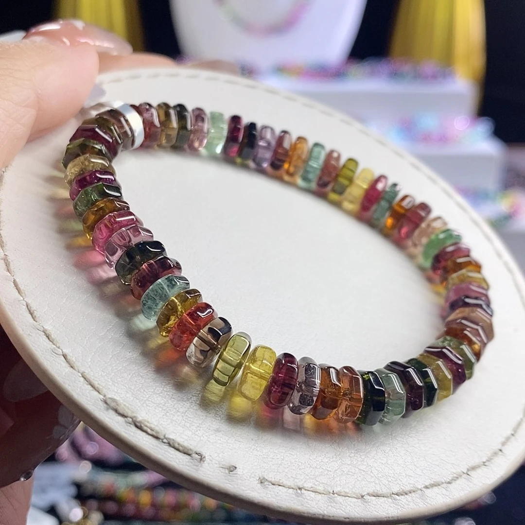 未镶嵌手链碧玺八角切算盘珠