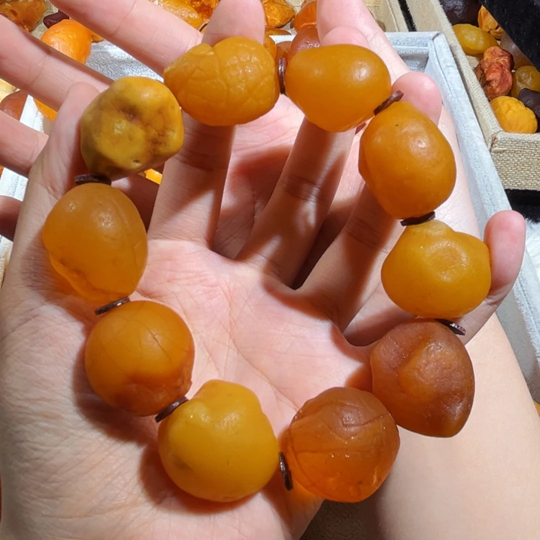 琥珀未镶嵌手链蜜蜡海漂手持