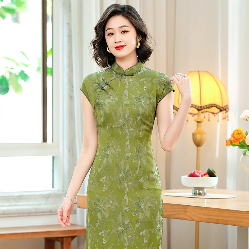 【唐唐】旗袍夏季2025年新款复古中国风提花日常改良连衣裙