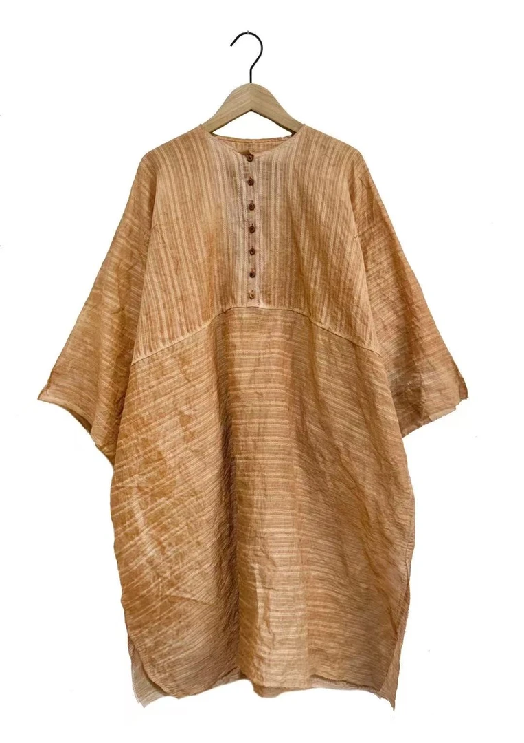 山山家-左岸迷香【连衣裙】Z25SS5015-1 宽松复古圆领薄款中国风夏