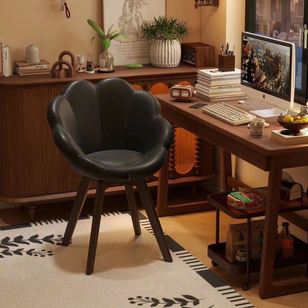 梳妆凳家用轻奢实木椅舒适久坐书房学习椅卧室化妆椅宿舍椅靠背椅