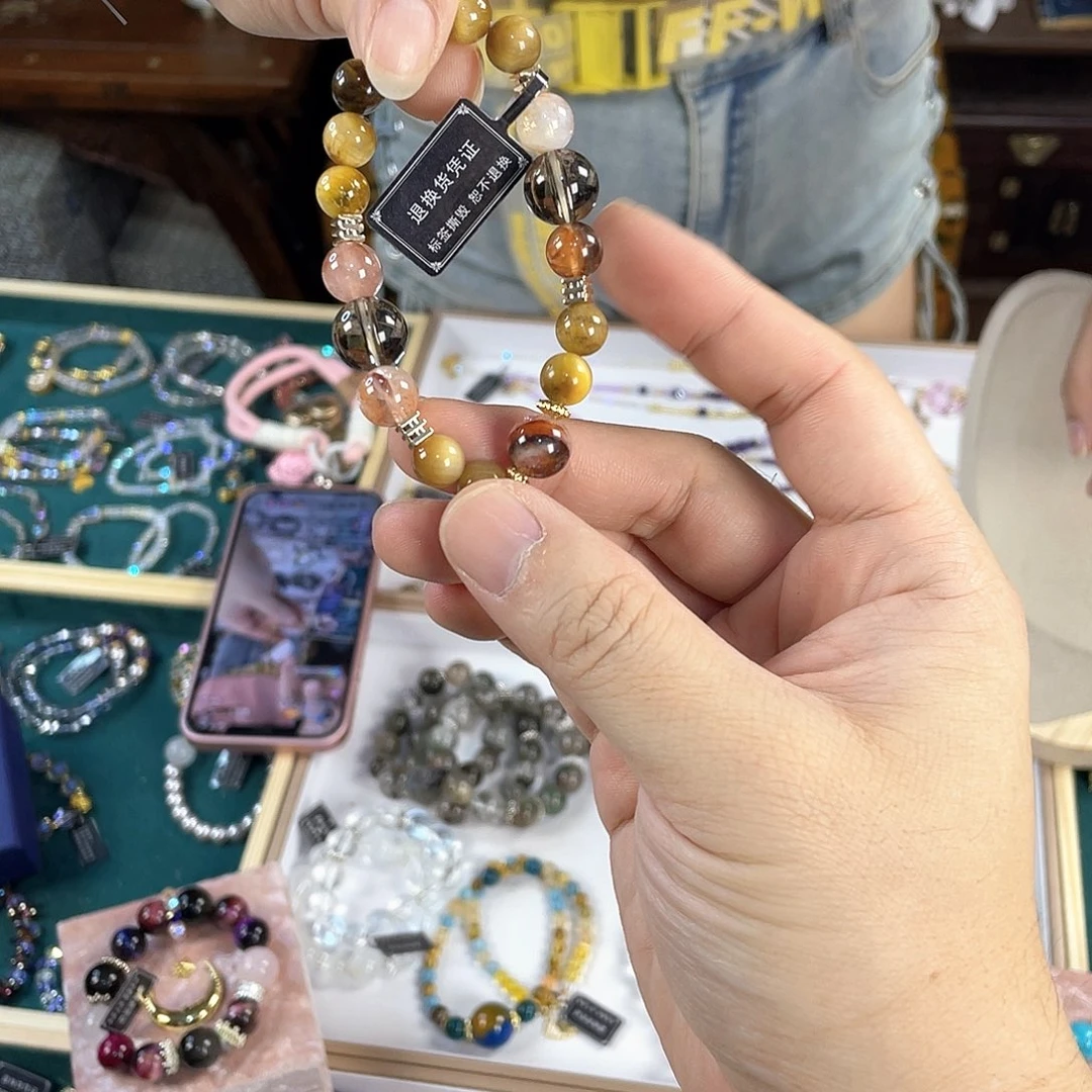 水晶手链银S925镀金镶嵌