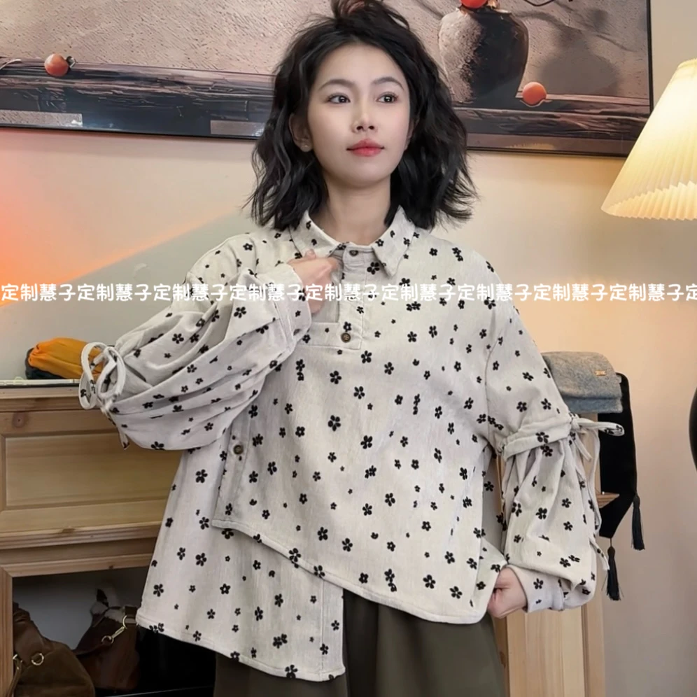 PQ“一朵小花送给你”2025春款上新设计感衬衫白色小众长袖衬衫