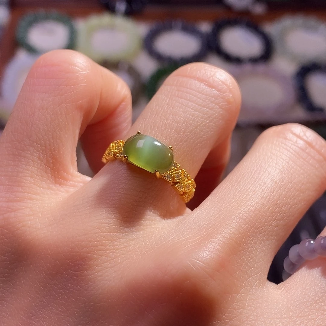 颈饰未镶嵌和田玉碧玉猫眼戒指