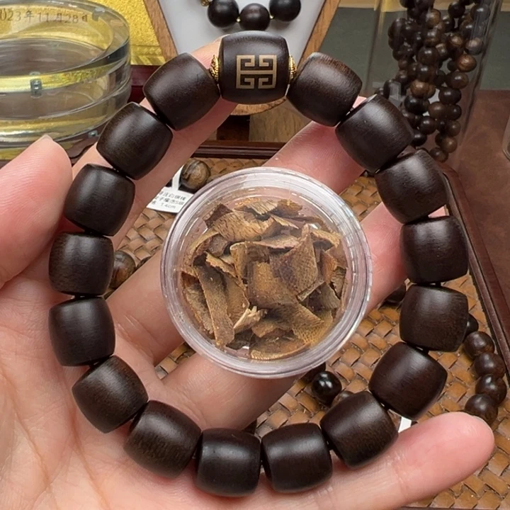 沉香碎屑沉香越南芽庄白棋楠1.2直切桶珠