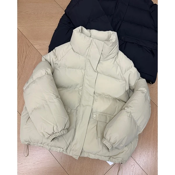 秋冬加厚简约立领拉链棉服面包服