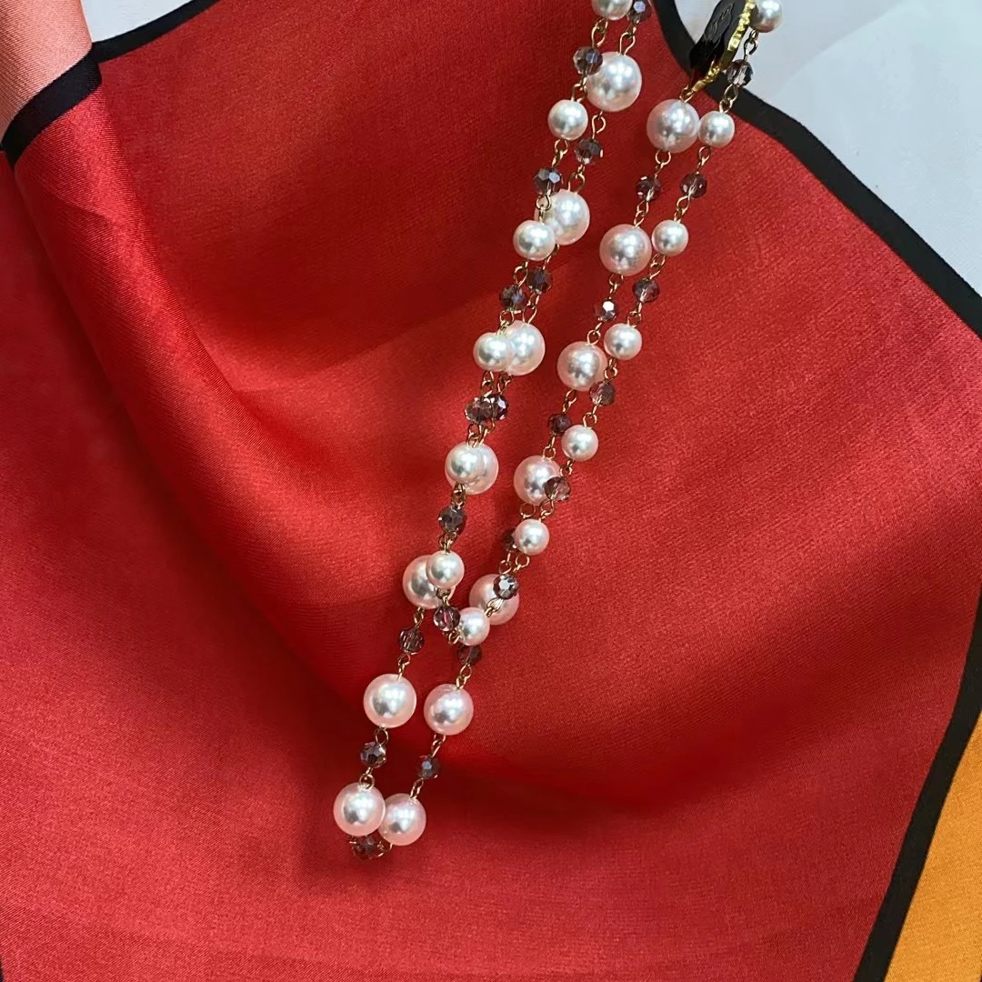 锌合金亚克力项链 纯手工满天星简约时尚长款优雅项链