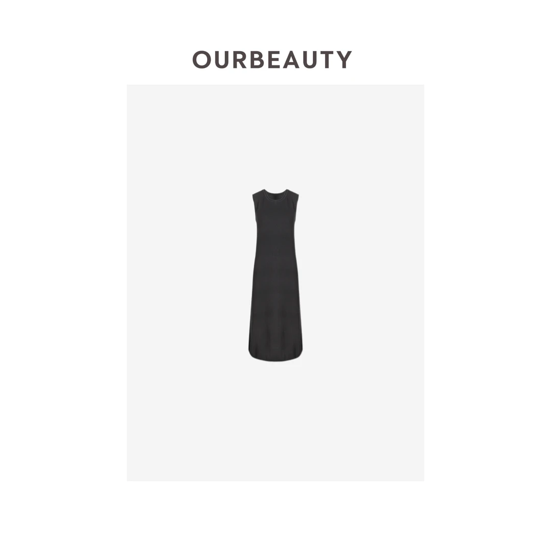 【OURBEAUTY】卷边舒适感羊毛连衣裙