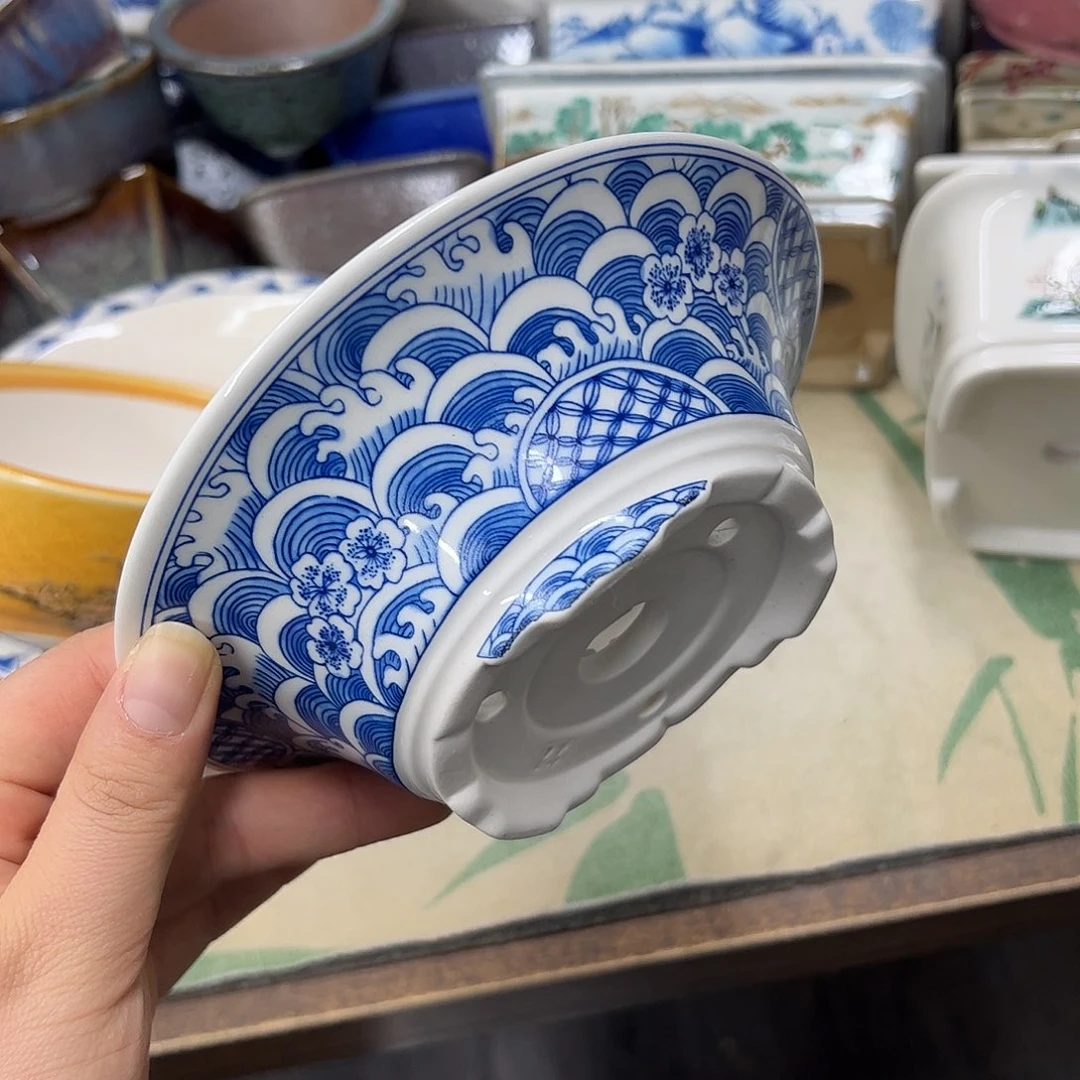 让***行紫砂花盆542号瑕疵15/5cm仿手绘