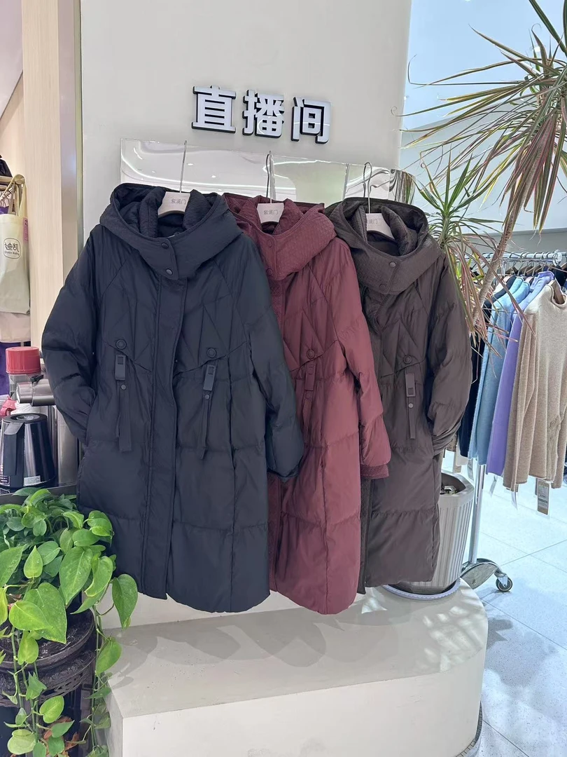 高端时尚气质百搭宽松减龄连帽羽绒服A100