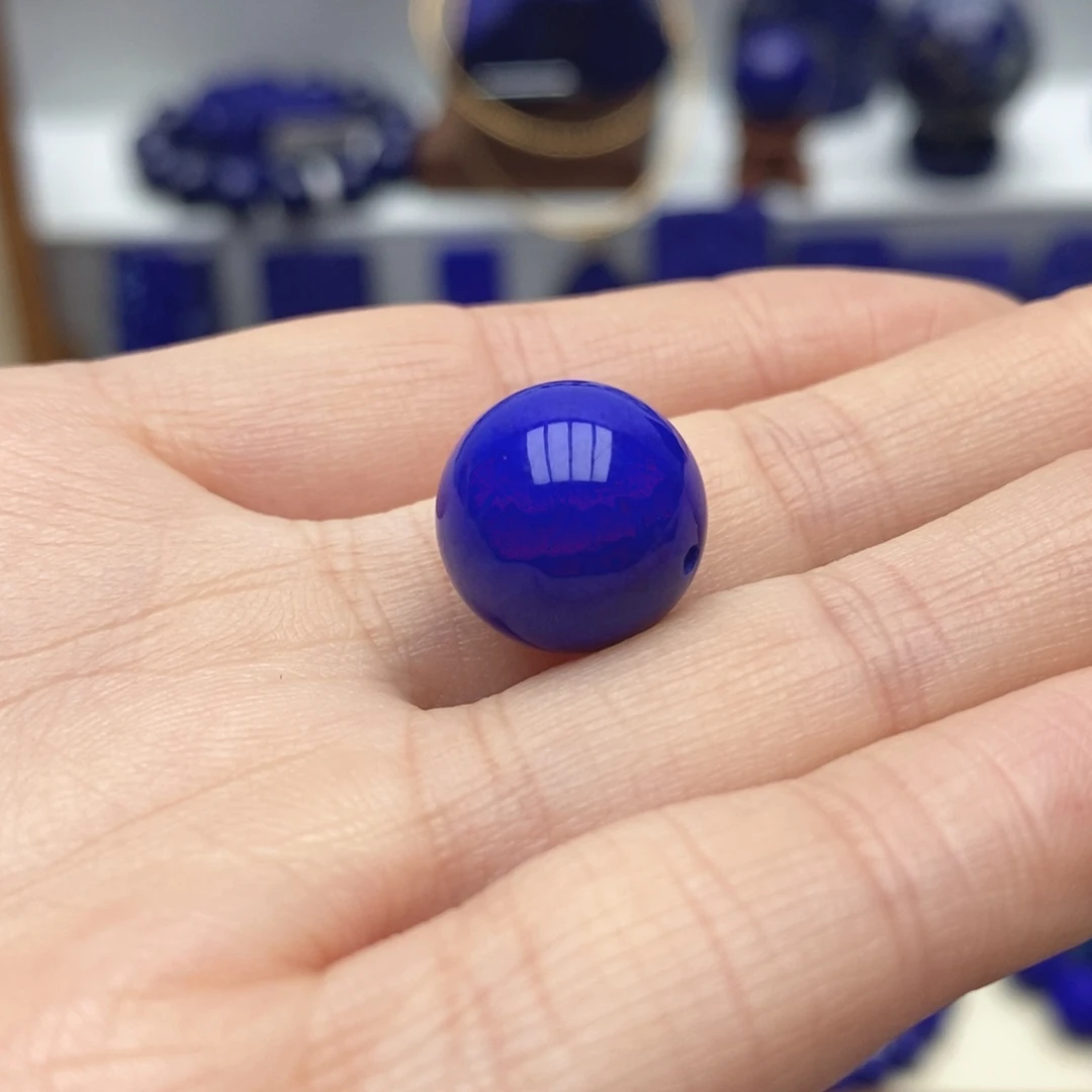 春***花青金石未镶嵌隔珠对孔13.7mm