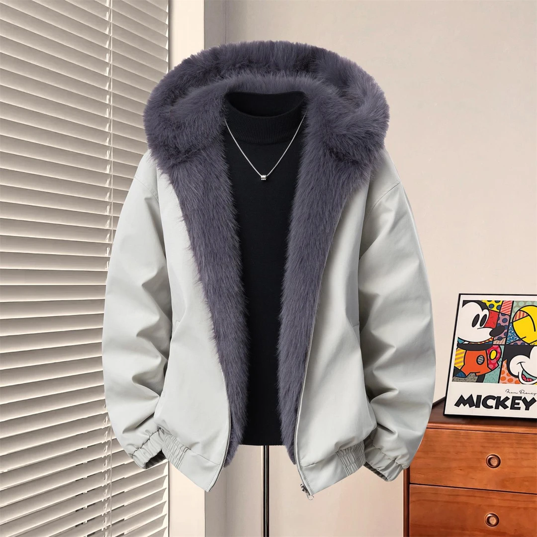 免烫棉衣宽松加绒加厚连帽保暖潮流耐磨棉服男短款韩版座山雕外套