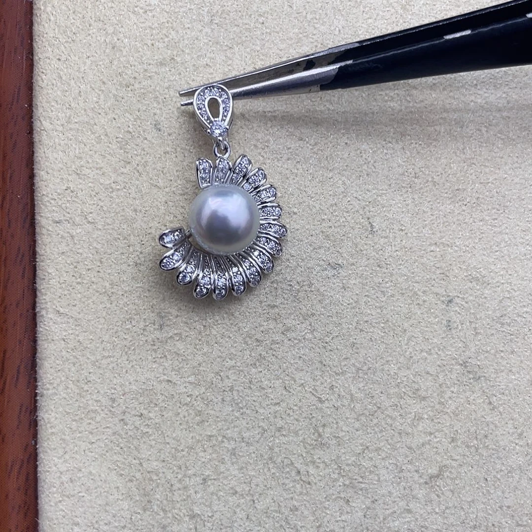 海水珍珠银S925镶嵌吊坠(不含链)