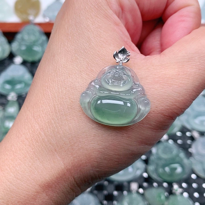幻***儿翡翠18K金镶嵌吊坠(不含链)