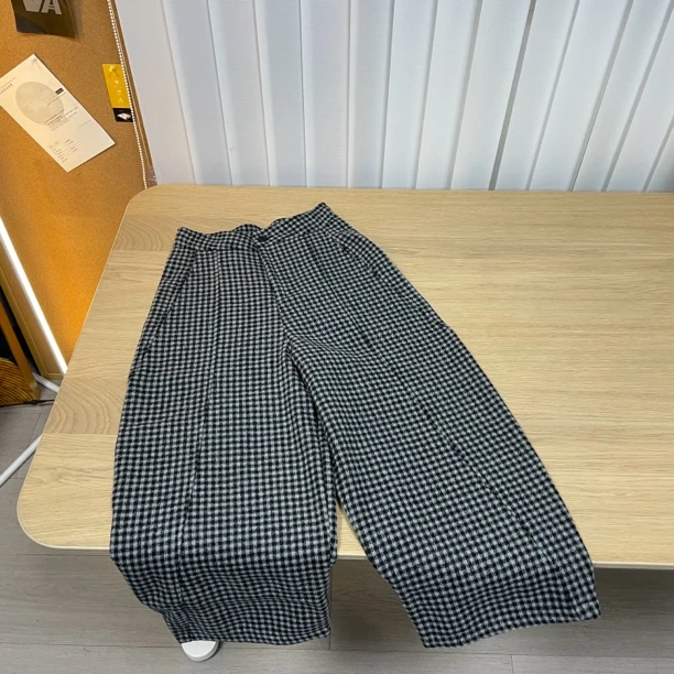 【摩登徽章】高级时尚千鸟格休闲八分女裤秋冬韩系经典不过时裤子