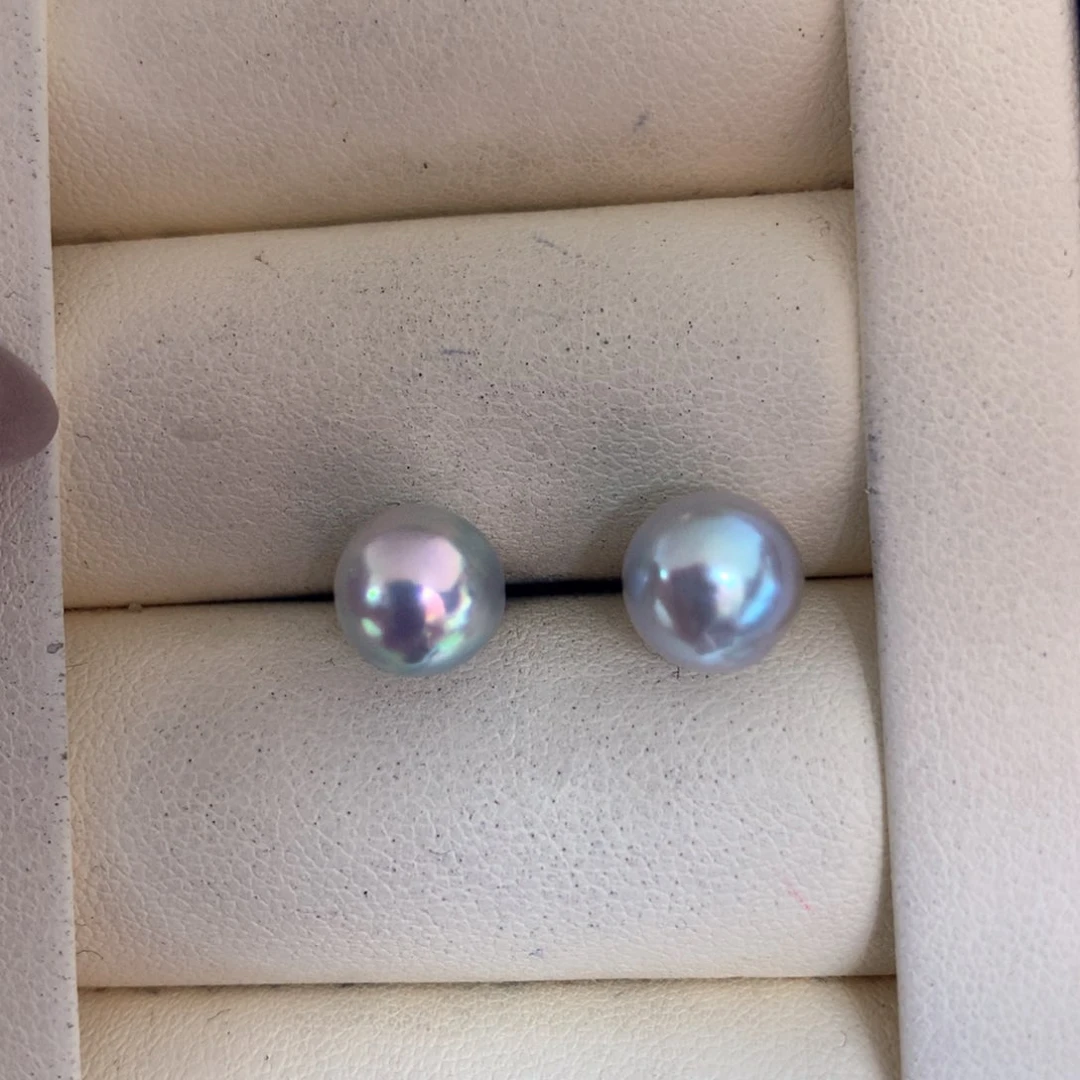 海水珍珠耳饰银S925镶嵌