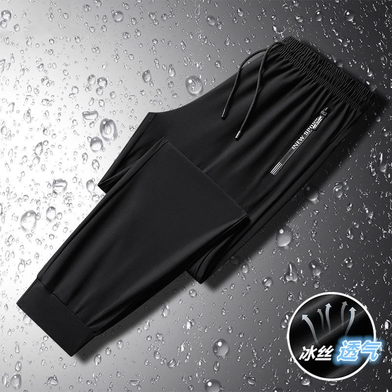 夏季透气薄款休闲裤裤子男透气长裤户外大码弹力运动长裤宽松