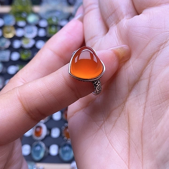 岫玉银S925镶嵌戒指?****?