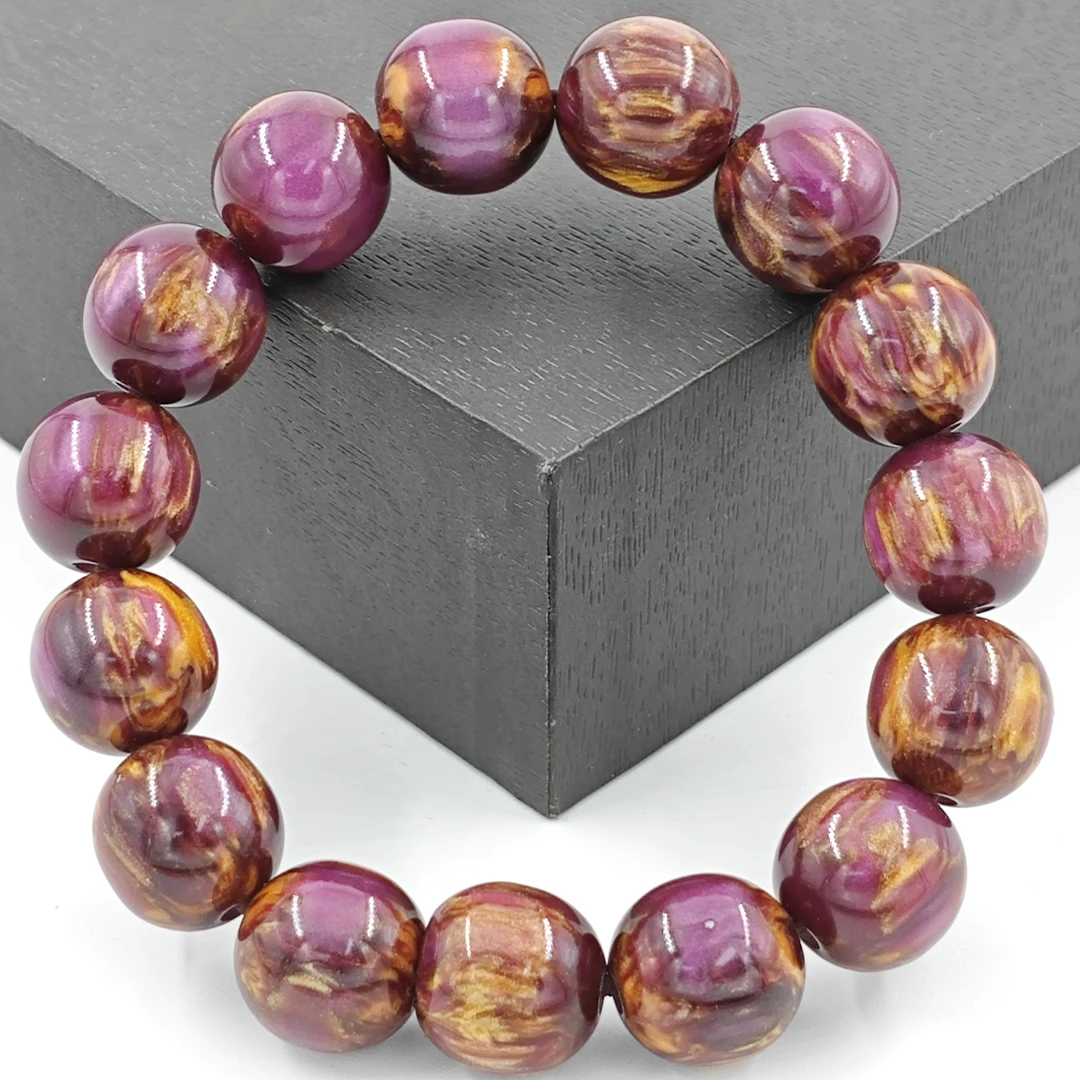 G182轻奢时尚精美百搭气质紫金树脂手串手链