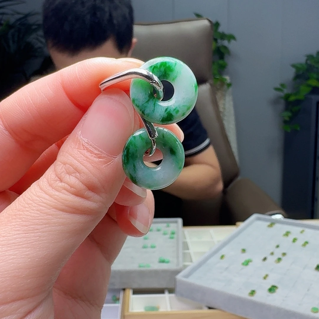 翡翠银S925镶嵌耳饰多样性发货其一