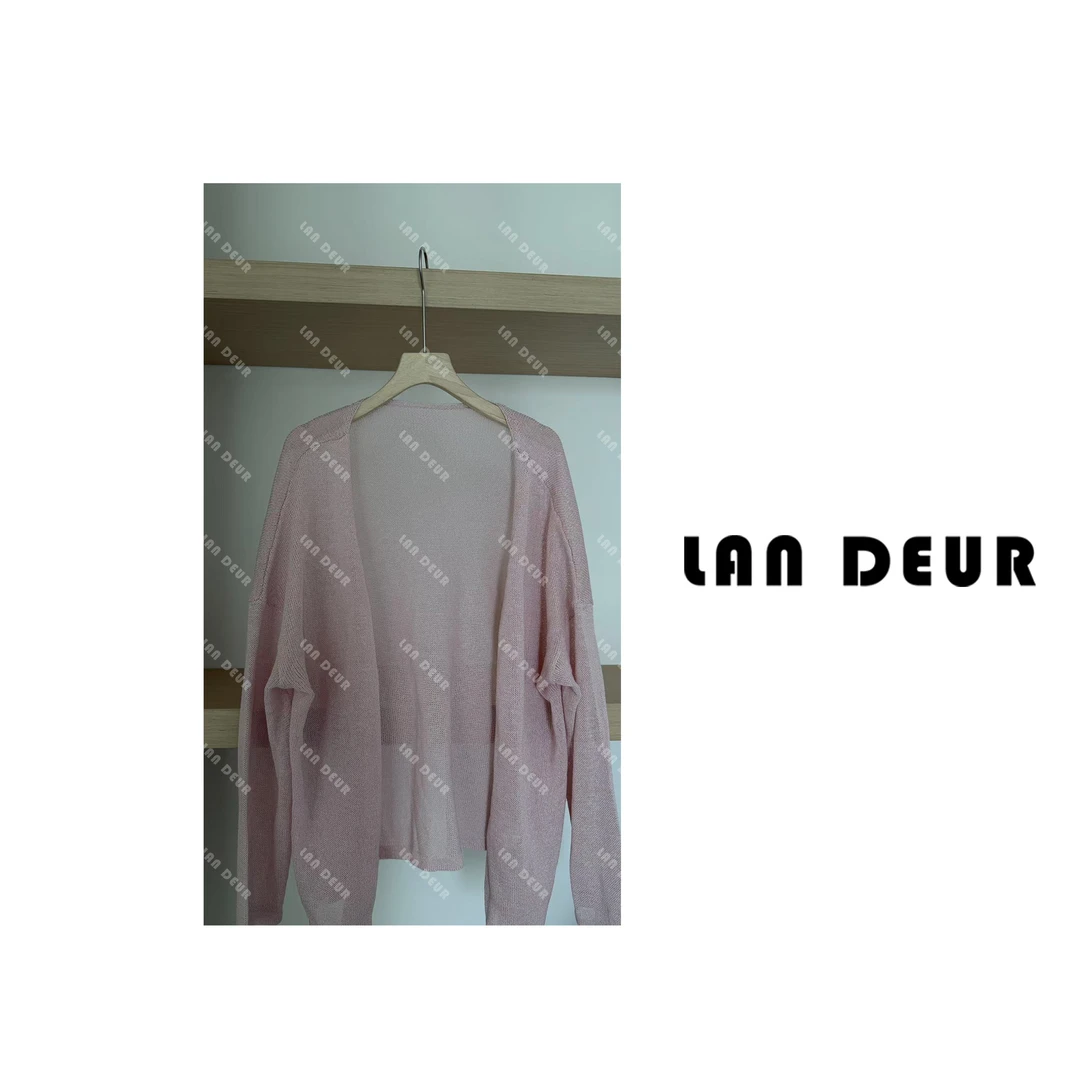 【氧气传信】莱赛尔慵懒风气质粉色镂空针织开衫上衣女