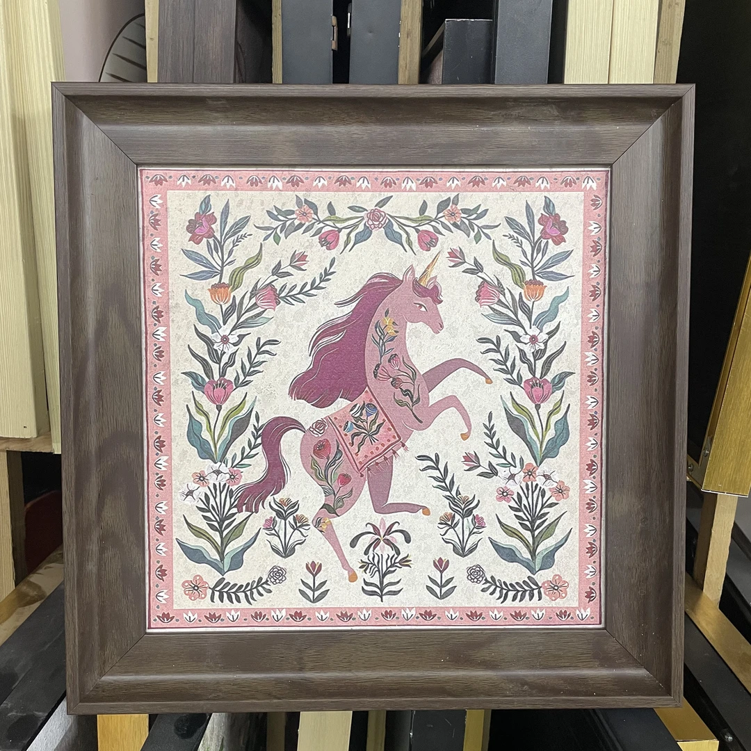 砂岩独角兽花卉植物装饰画马3838