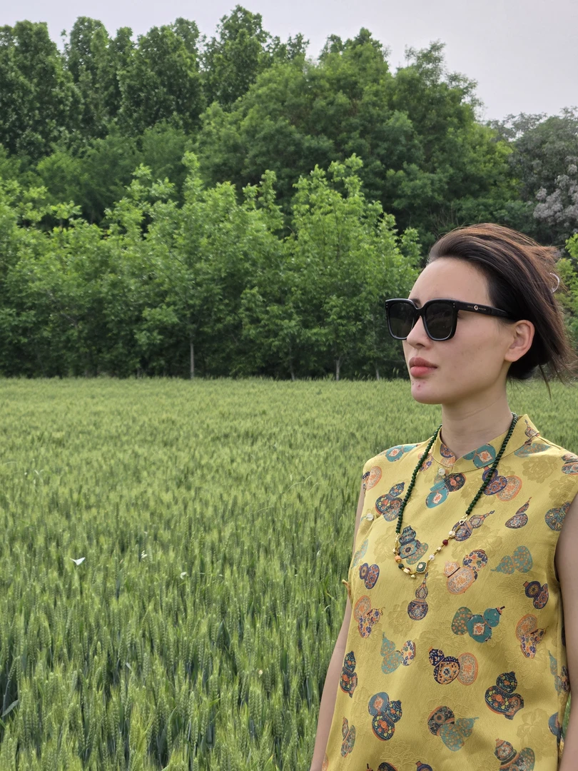 黄宝葫芦夏季修身人丝提花薄款长款马甲国风网红短袖休闲