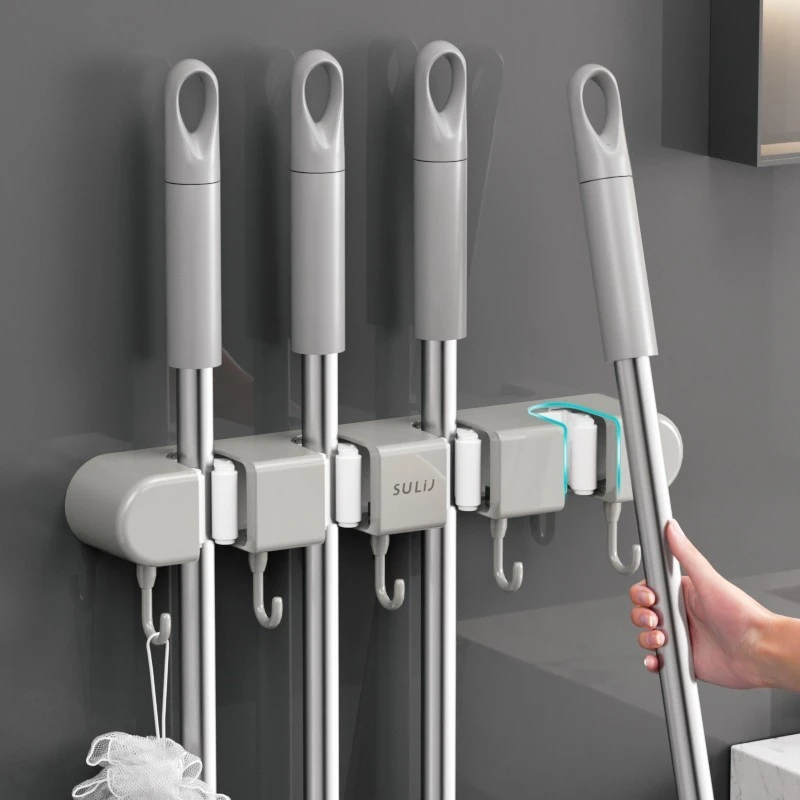 拖把壁挂夹免打孔挂钩粘钩浴室墙壁固定器强力承重门后墙上置物架