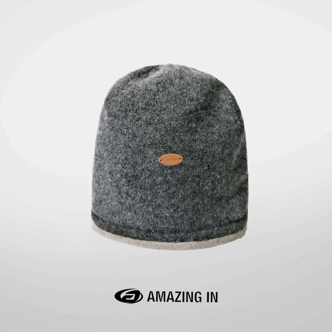 AMAZING IN “堆堆帽”保暖百搭无缝双层羊毛羊绒帽A231208-CD088