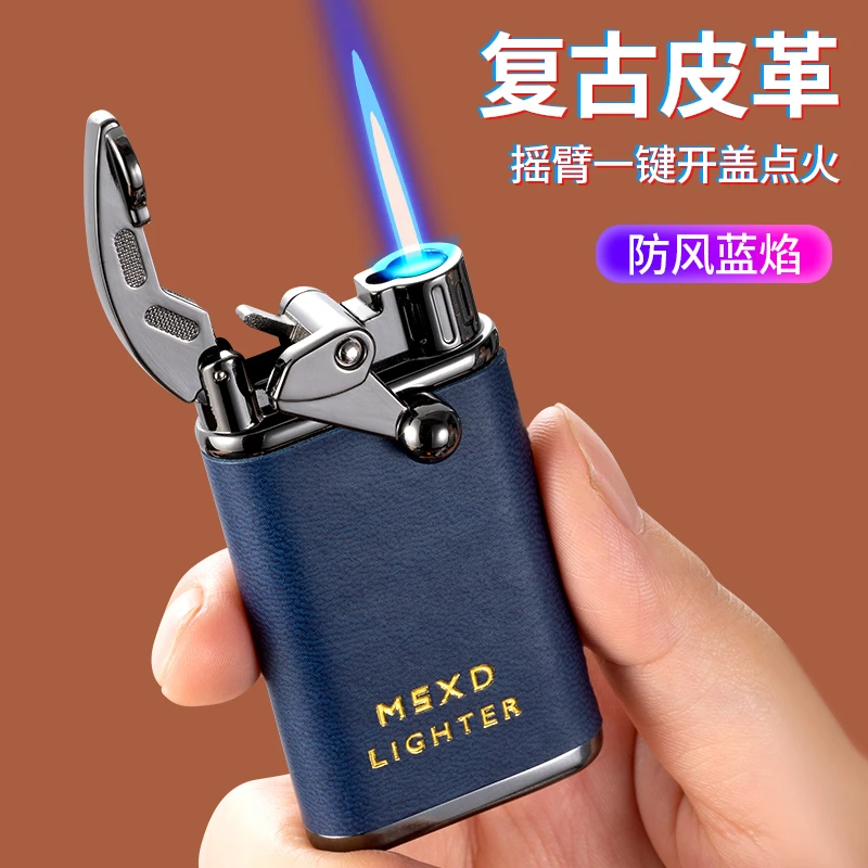 充气防风打火机送男友男士高档直冲摇臂网红创意个性潮男朋友礼物