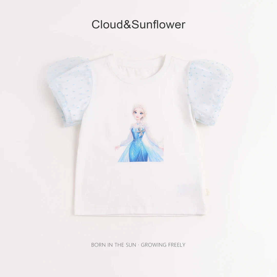 【云朵小葵】女童夏季泡泡袖冰公主休闲T恤1113832