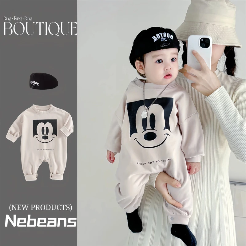 韩版潮款新生儿男女宝宝连身衣外出服棉质柔软卫衣造型卡通哈衣爬