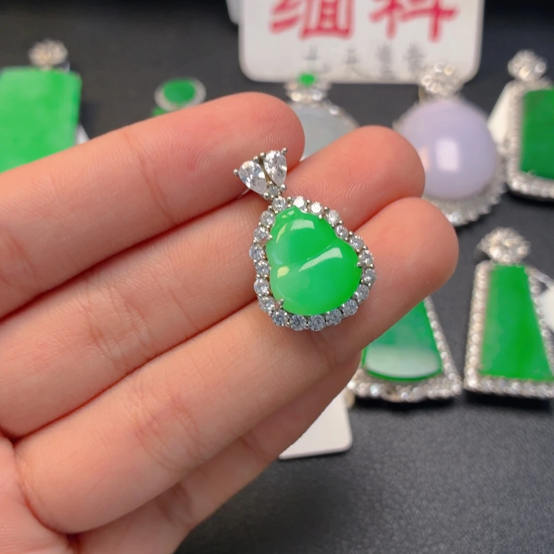 翡翠银S925镶嵌吊坠(不含链)