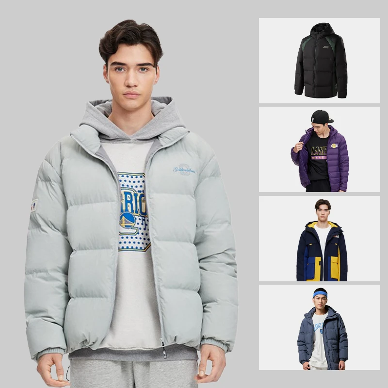 【价格核对】NBA官方秋冬保暖白鸭绒情侣长短款保暖运动羽绒服