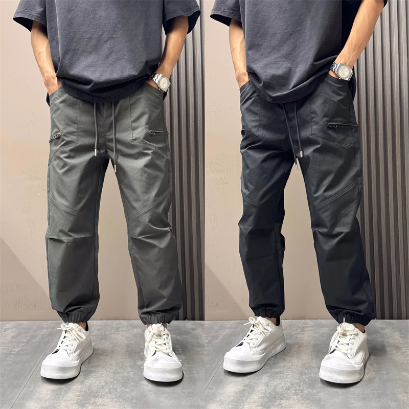秋季新款户外潮流机能风束脚工装裤男宽松休闲裤潮流纯色哈伦裤
