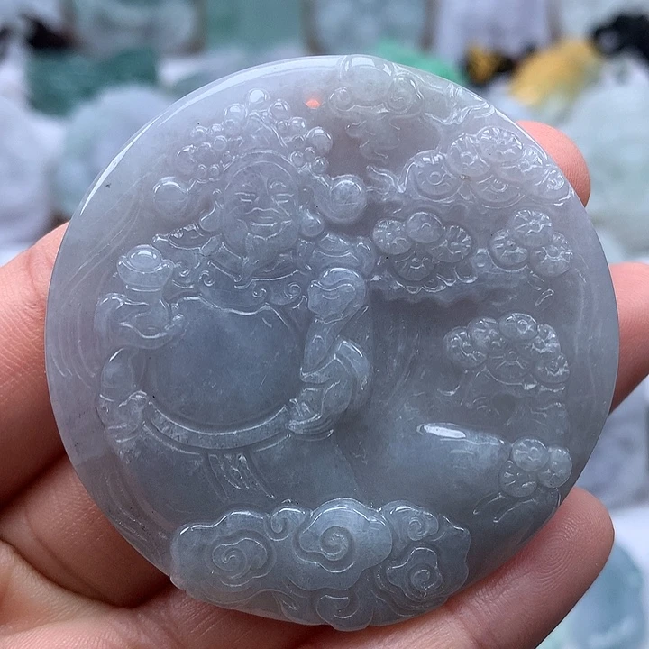 翡翠未镶嵌颈饰财神爷洒乌鸡料福利