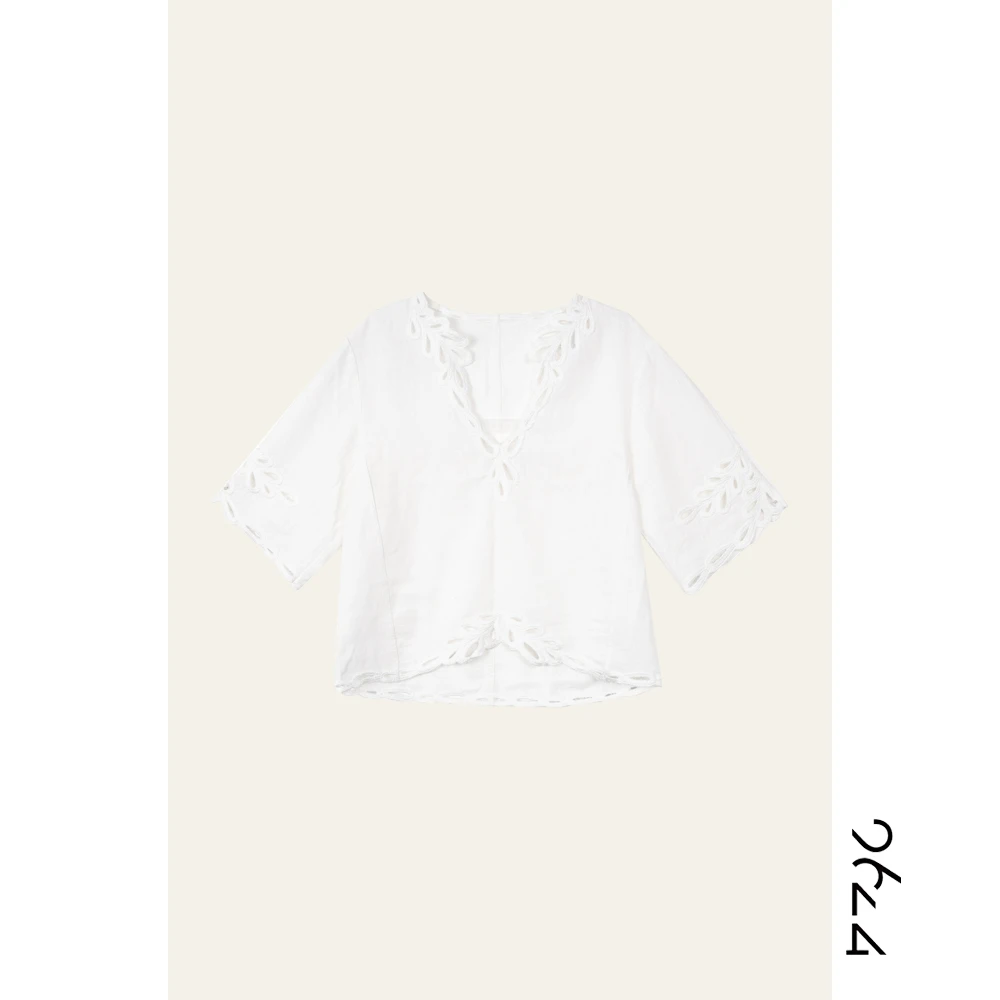 100重磅苎麻度假风女装休闲短袖上衣3517