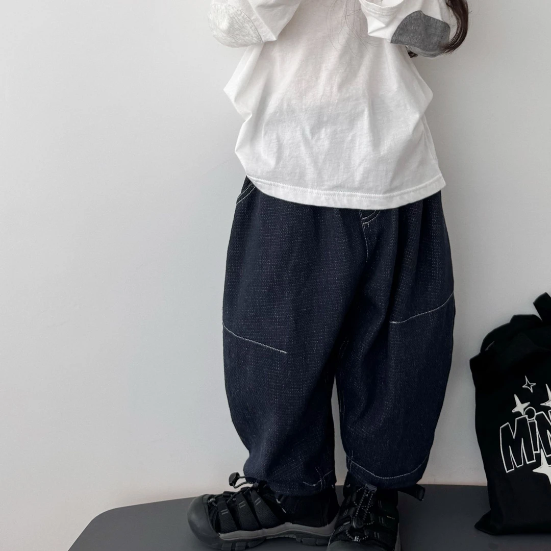 miniwhy亲子童装 | 点阵肌理~棉麻混纺柔软牛仔色万能气球裤"25秋