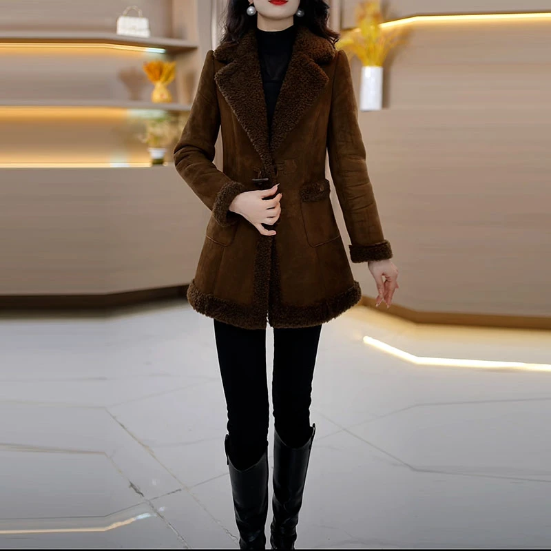 冬装加厚中长款冬季暗扣短外套女士外套休闲风短款