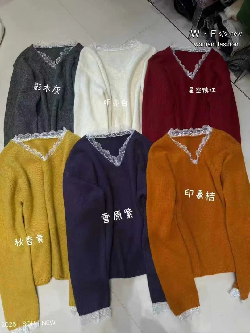 【NN+】【蕾丝边领子打底衫】毛衣套头毛针织衫上衣时尚打底衫毛衣