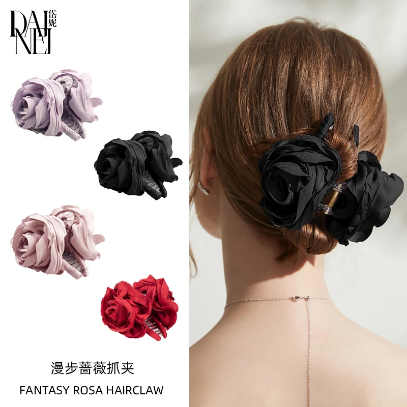 【豆豆专属】DAINEI/岱妮蔷薇花花朵抓夹女百搭大号鲨鱼盘发发夹
