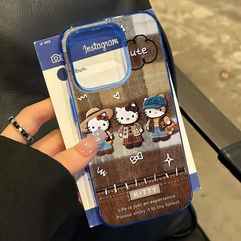 非立体格子牛仔kt适用iPhone16苹果17/14_15PROMAX13手机壳1211X