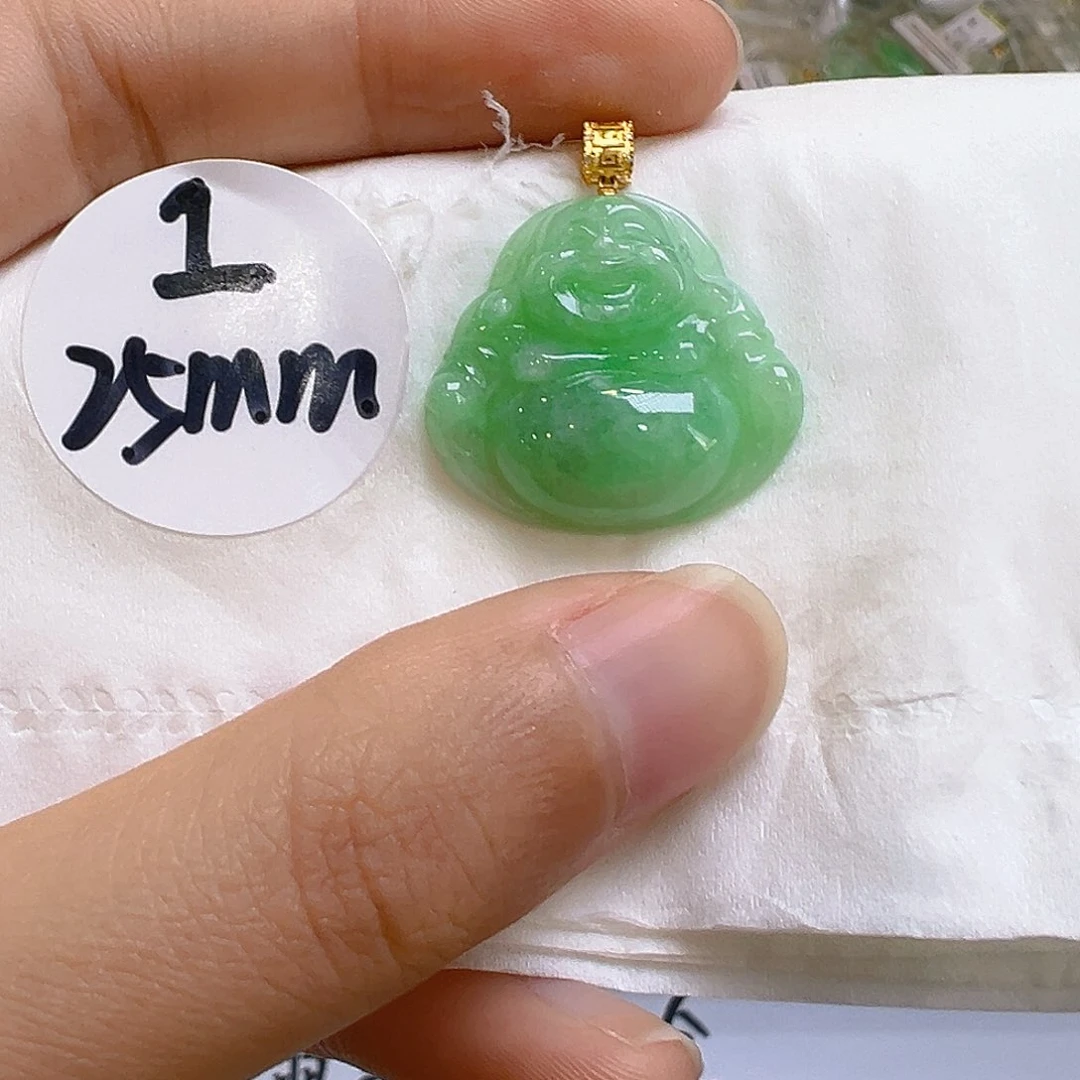 翡翠18K金镶嵌吊坠(不含链)翡翠