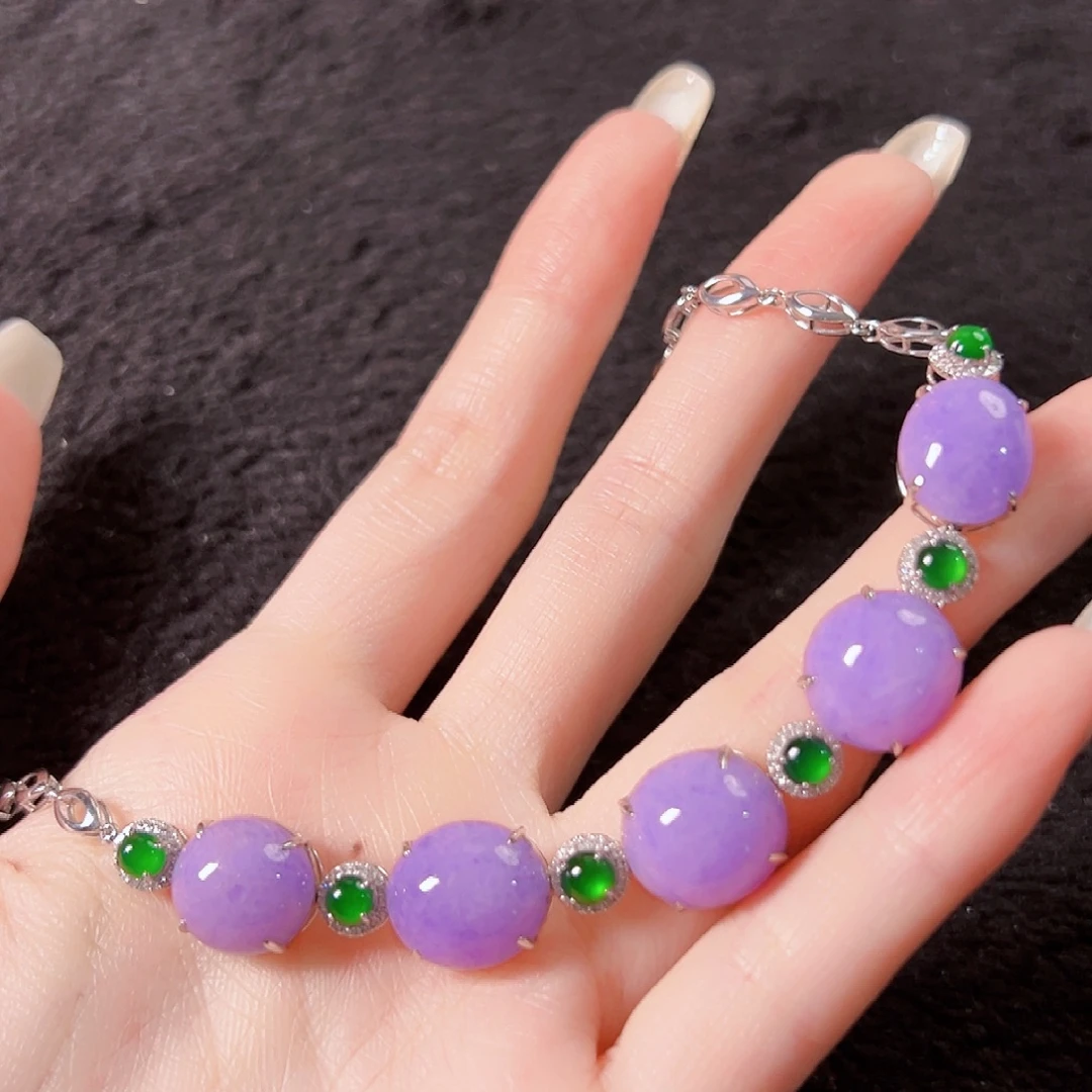 翡翠18K金镶嵌手链签收后24小时鉴赏期，过时不退